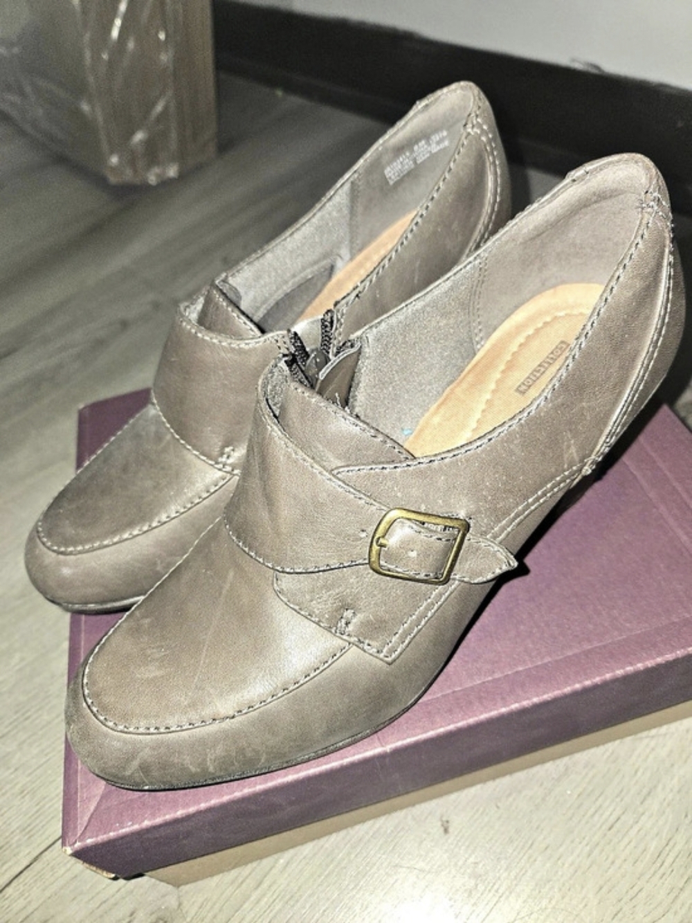 Clarks Buckle Heels in Brown
